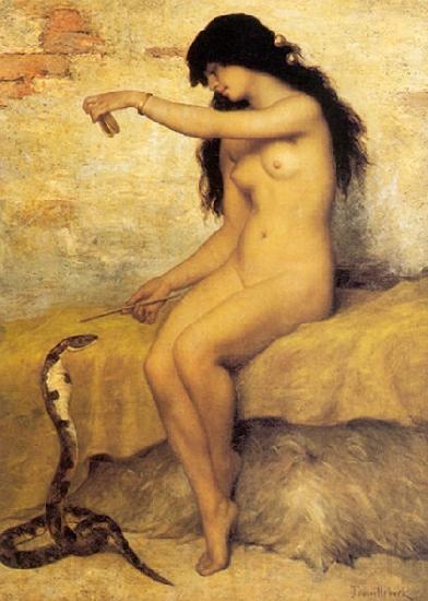Paul Desire Trouillebert The Nude Snake Charmer France oil painting art